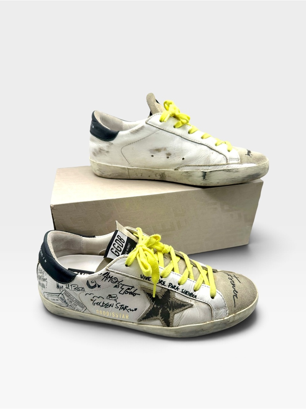 GOLDEN GOOSE Superstar Travel Diary Graffiti Leather Sneakers